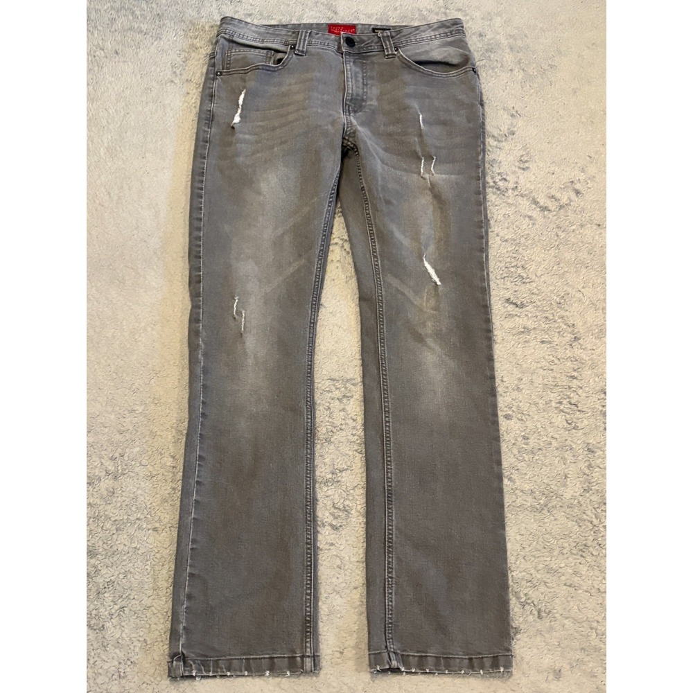 Truth Substance Mens Skinny Fit Stretch Jeans Gray Acid Wash 31x32 (32x32)